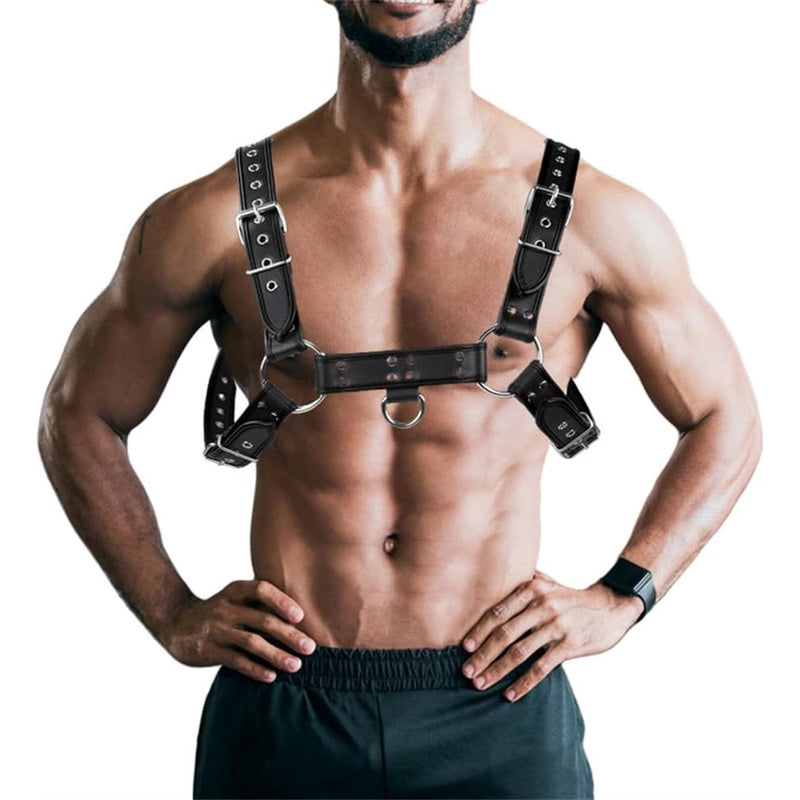 Mens PU Leather Chest Strap Bondage Restraint Strap
