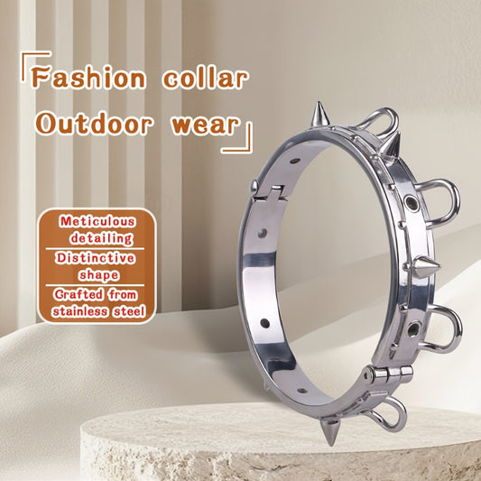 Couple Collar Stainless Steel Lock Leather Leash Set BDSM