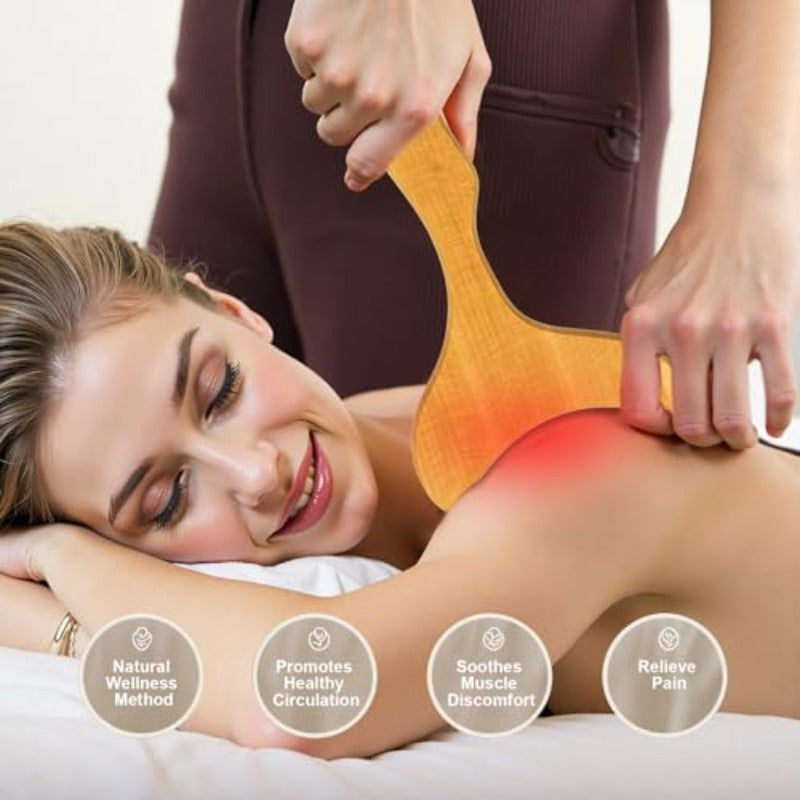 Six in One Wooden Massage Tool Set with Interchangeable Heads for Body Contouring