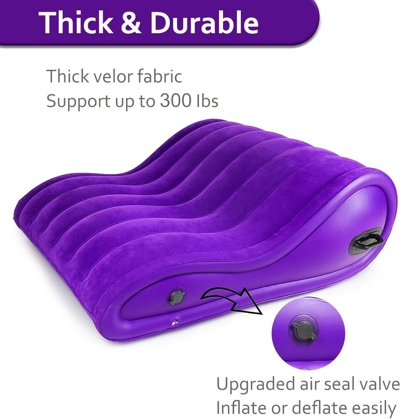 Curved Sex Pillow, Sex Toy Sex Furniture Inflatable, Velvety Sex Cushion Sex Position Pillow, Sex Toys for Couples Comfort, Deeper Penetration Couples Sex Toys Purple Pillow for Bedroom