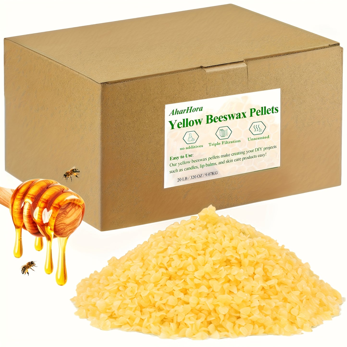 Beeswax Pellets 20lb 100% Natural for Candles Lip Balm Soap