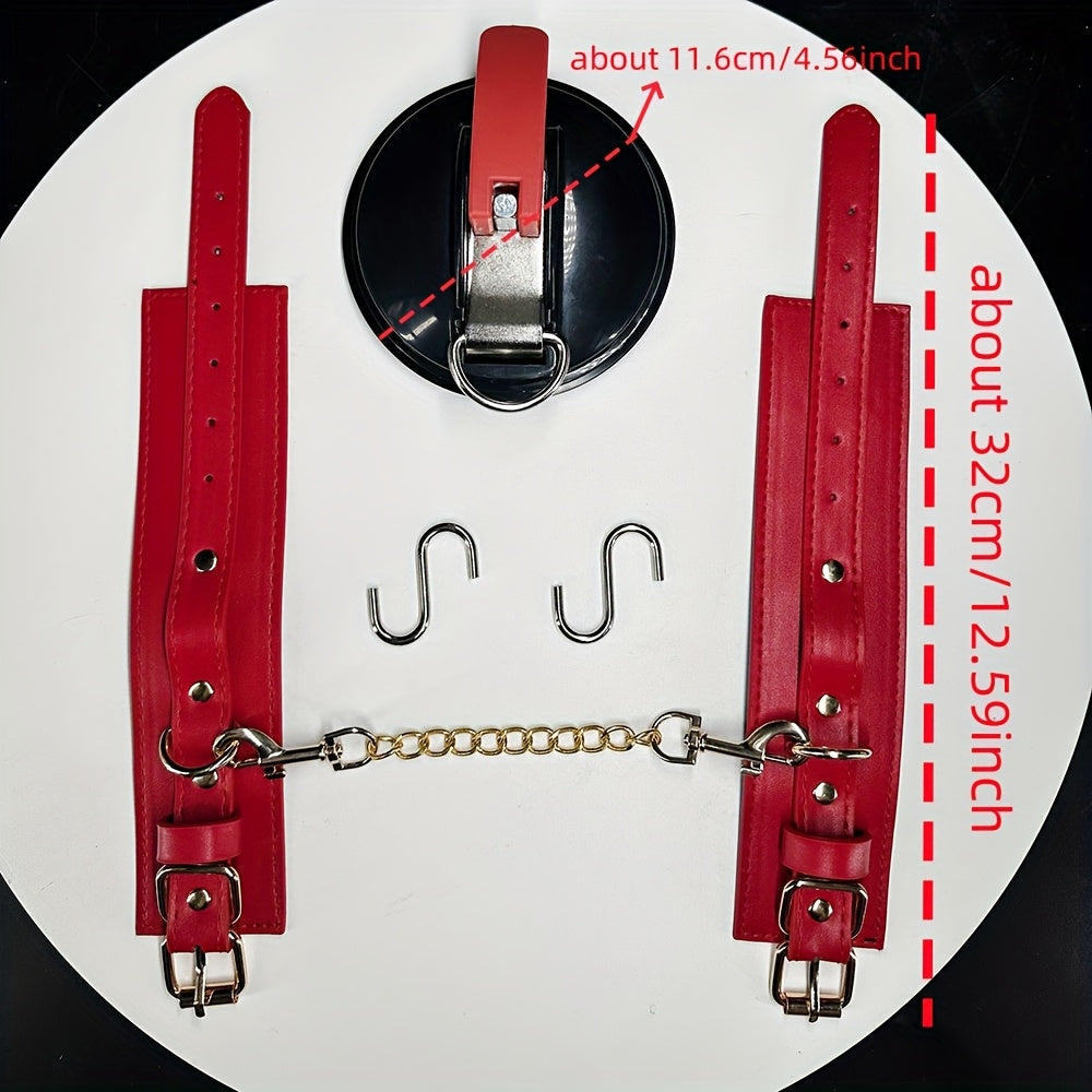 Suction Cup PU Leather Handcuffs Bondage Set For Couples