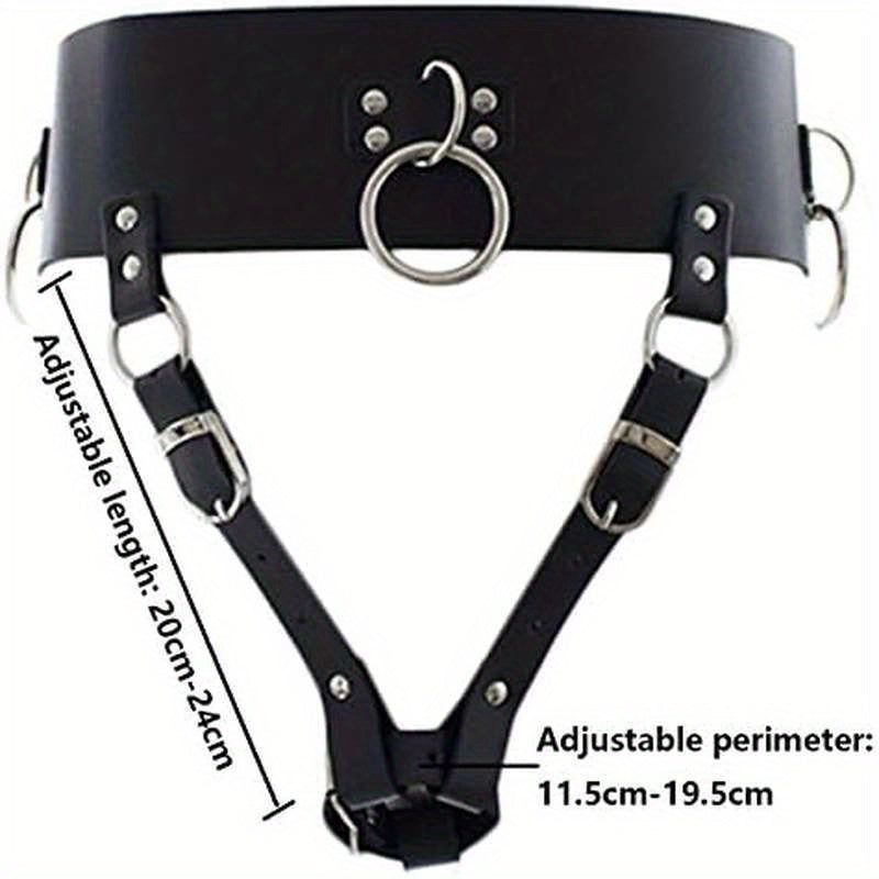 Leather Constrained Strap for Electric Waistband Harness - Fixed Tie Belt Holder with Color and Material Options (Wand Or Vibrator Not Included)