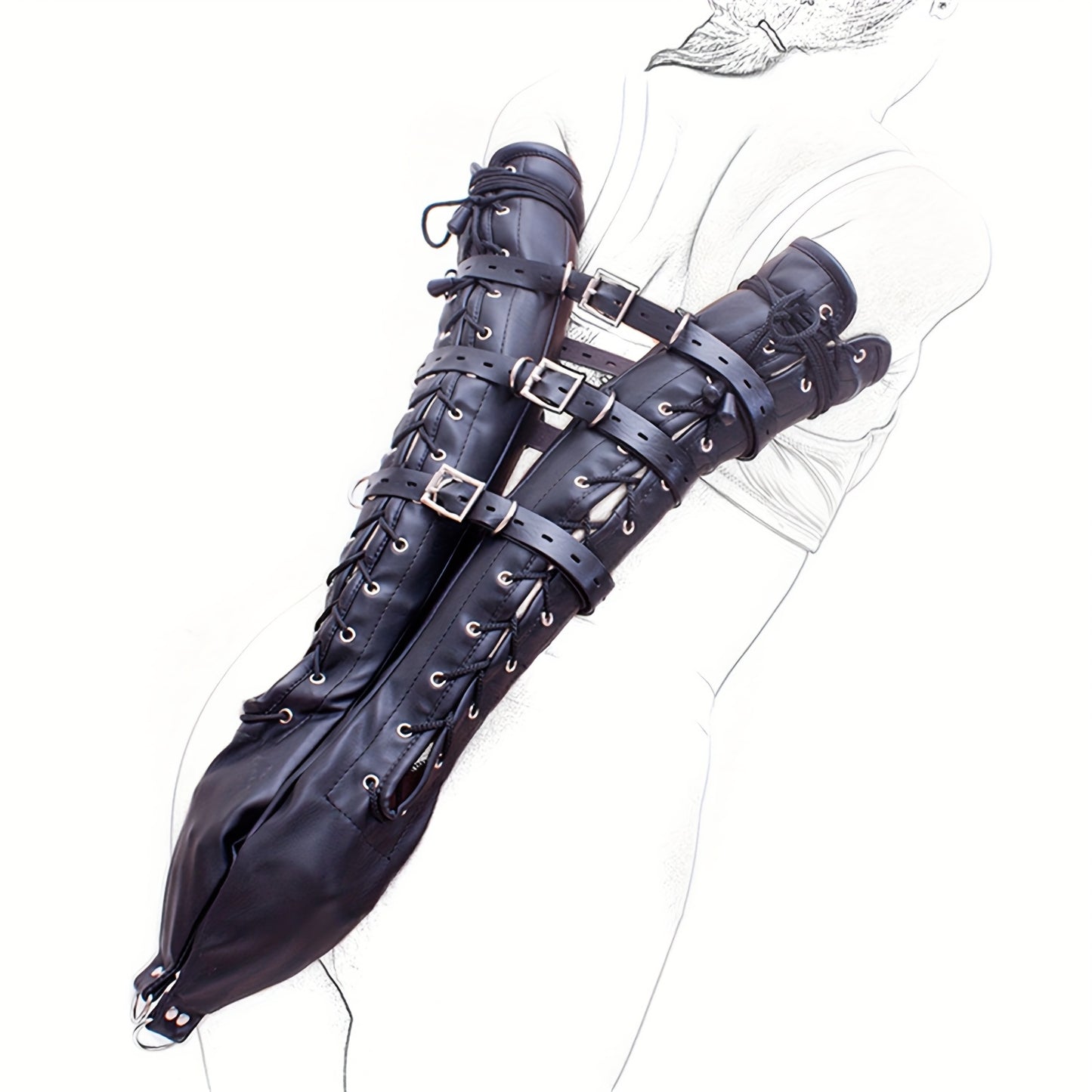 BDSM Bondage Extreme Long Hand Arm Restraints Wrist Cuffs
