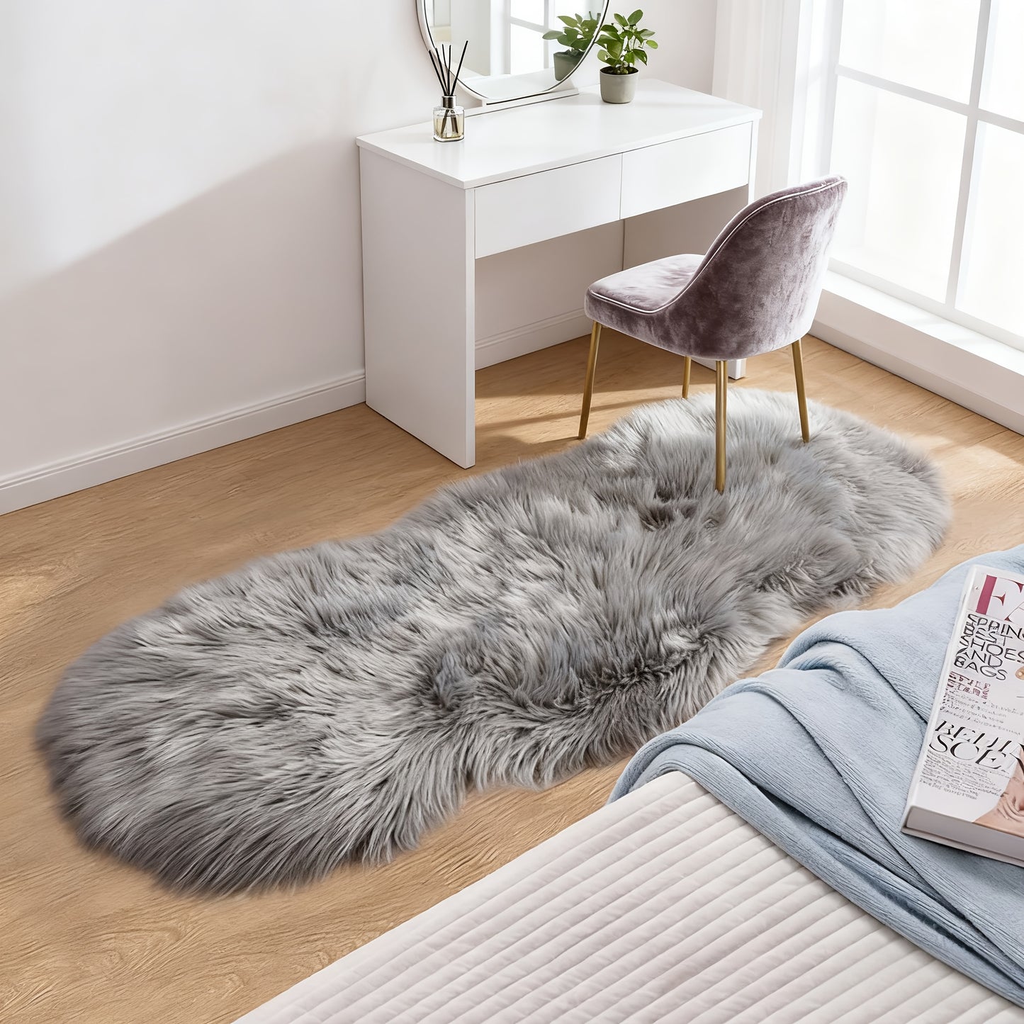 Furies Faux Fur Area Rug Fluffy Plush Irregular Sheepskin Carpet