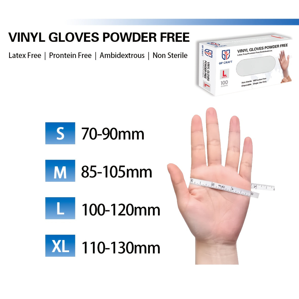 Disposable Vinyl Gloves Latex Free Powder Free Ambidextrous 200 Count