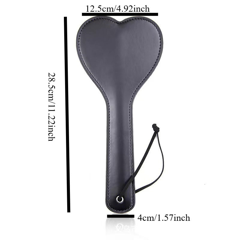 2pcs Leather Bondage Set: Back Strap Restraints& Heart-Shaped Whip, Couples Sensory Play Collection, Black Erotic Accessories Gift Set