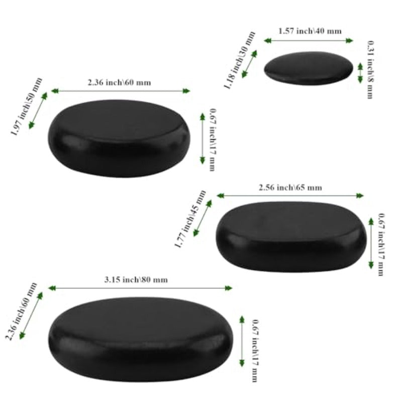Basalt Hot Stone Set 40 Pieces for Spa Massage Reflexology