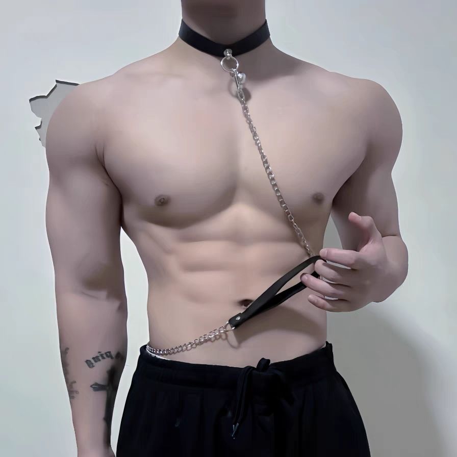 Men's Gothic Leatherlike Punk Collar With Detachable Chain Links
