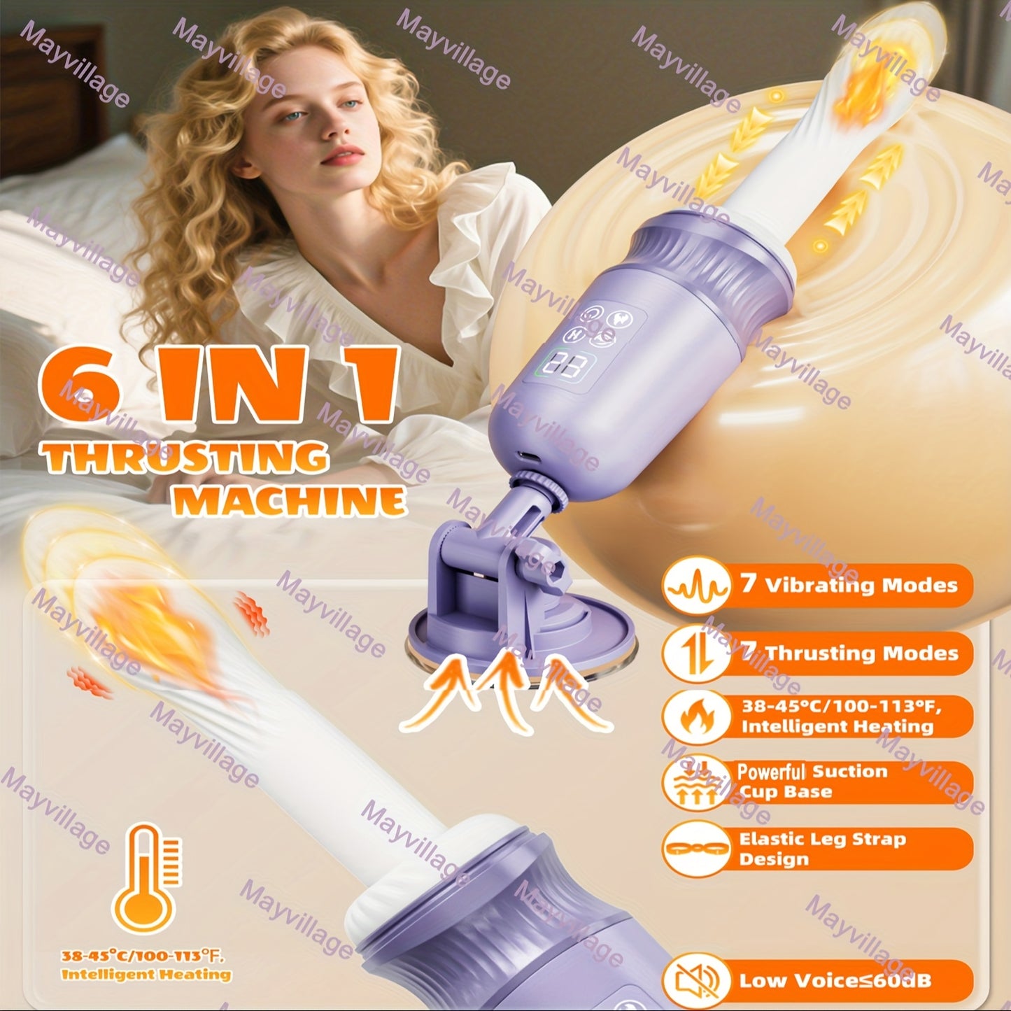 Handsfree Sex Machine Dildo With 7 Modes Vibrator Heating G Spot Anal