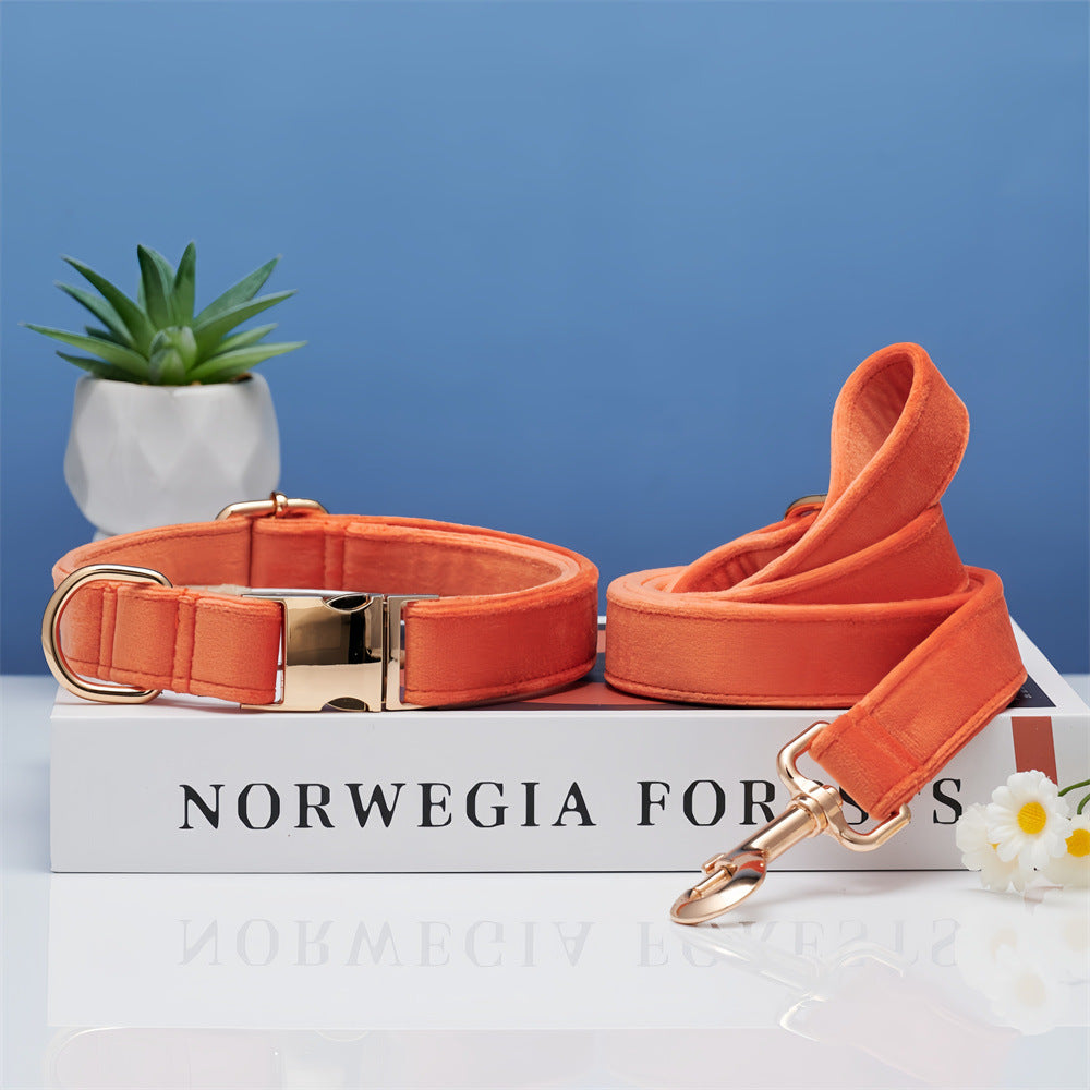 Rose Golden Hardware Luxury Pet Collar And Leash Set Polyester
