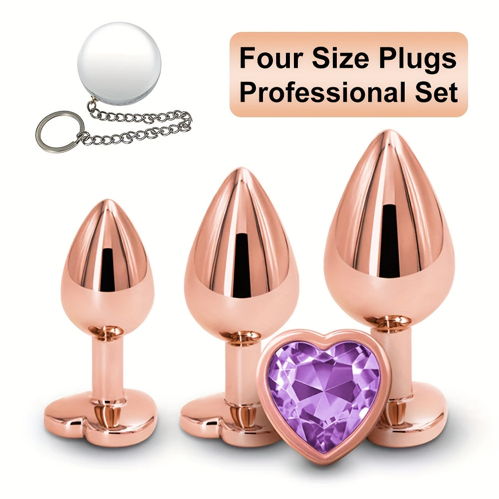 Metal Butt Plug Glass Ball Set Four Piece Anal Toys