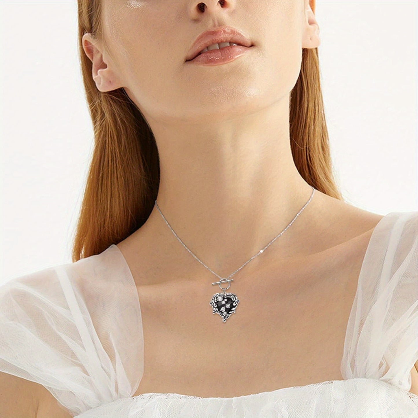 YFN Gothic Steampunk Heart Choker Necklace 925 Sterling Silver