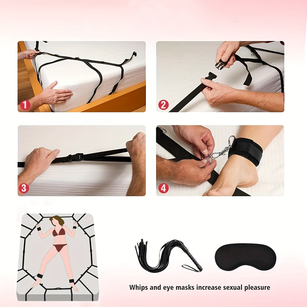 3pcs, Bondage Sexy Handcuffs Bed Straps Couple Wrist Ankle Cuffs, BDSM Sex Bondage Set Couple Bed Bondage Set, BDSM Adult Sex Toys, Perfect Gift for Couples, Party Games