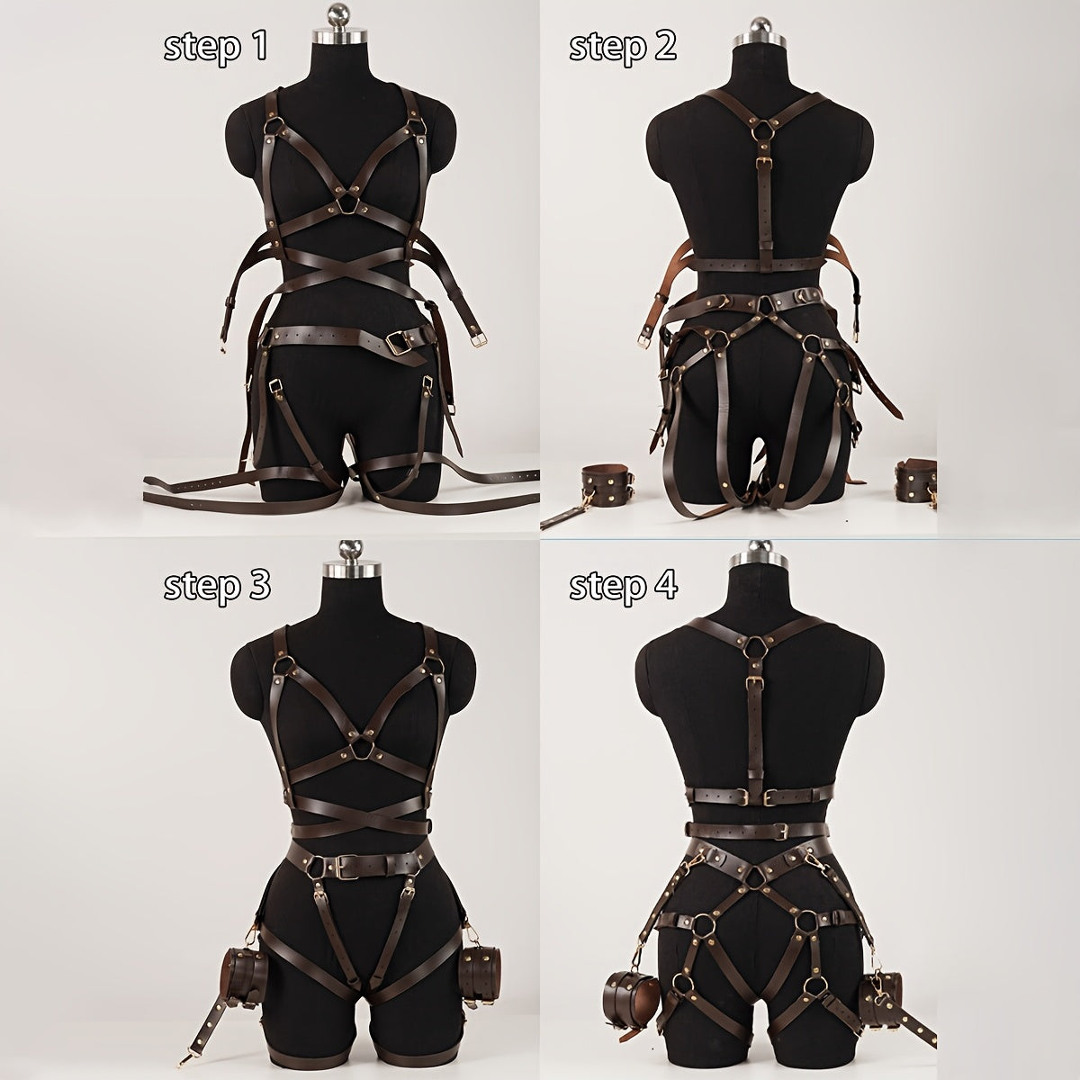 Sexy Bondage Set for Women PU Leather Accessories Adjustable Gift