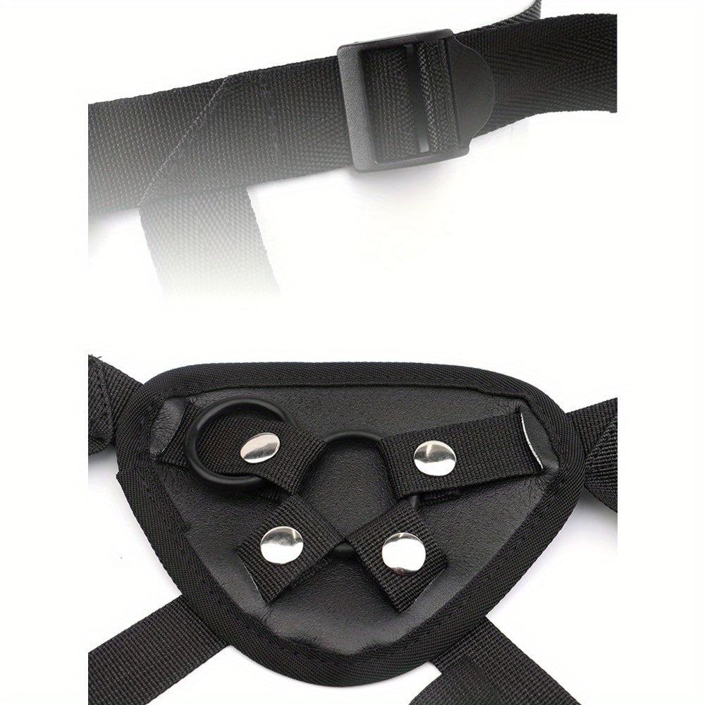 Dildo - 5pcs SM Body Bondage Set, Nylon Handcuffs/ shackles and Blackout Sex Mask and Gag and Purple Bell Nipple Clamps and Wearable Dildo Straps, BDSM Adult Sex Toy Games, Unisex Couple Toys, Valentine'S Day Game Gifts, Sex