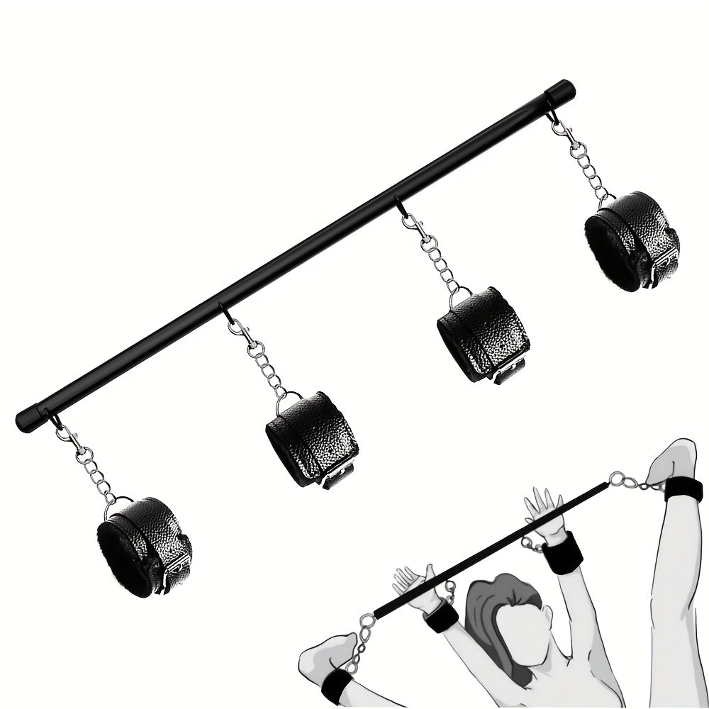 [BDSM Bondage Set] BDSM Bondage Set for Couples | Adjustable and Detachable Spreadther Bar Sex Toys with Handcuffs & Ankle Cuffs - Sex Furniture Restraints for Adults SM Games Sex Play