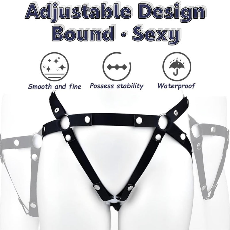 Male Anti - Off Chastity Cage Strap with PU Elastic Belt Scrotum Rooster Rings for Gay Men( Pink)