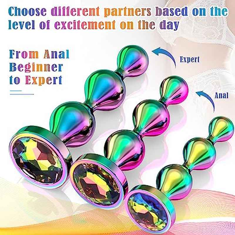 Metal Anal Beads Prostate Massager With Jewelry Design 3 Pack