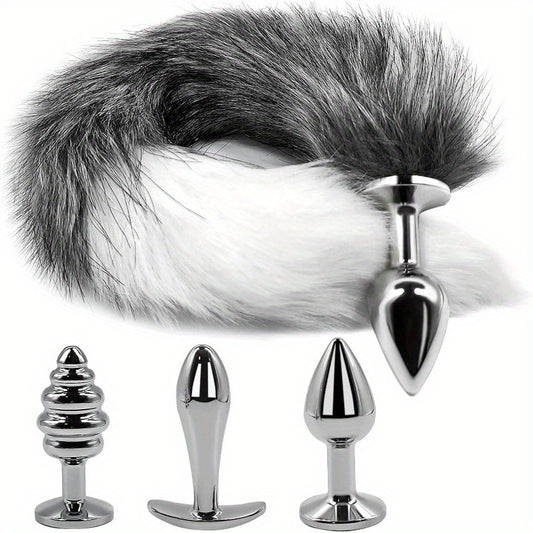 Dura Tail Anal Plug With 3 Interchangeable Metal Inserts