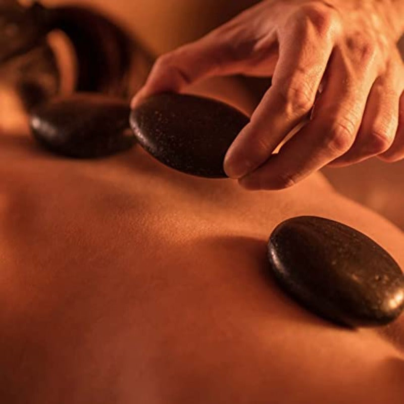 Natural Basalt Massage Stones 22 Pack For Home Spa Relaxation