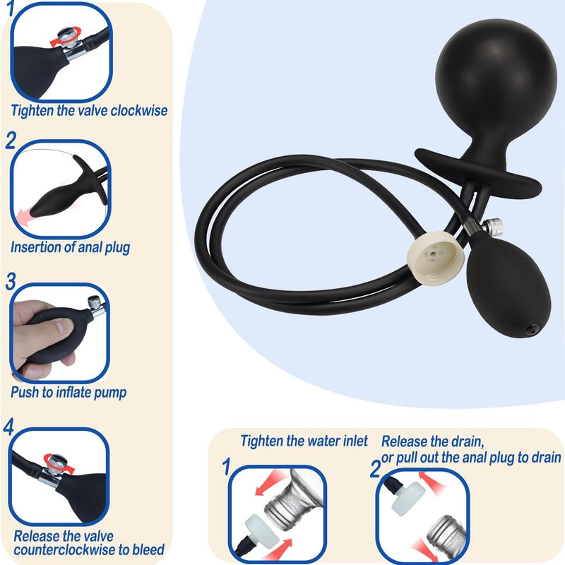Anal Lovers Delight: Inflatable Anal Plug with Safe Boat - Shaped Base, Dual Purpose for Cleaning and Pleasure, Ideal for Gay Use