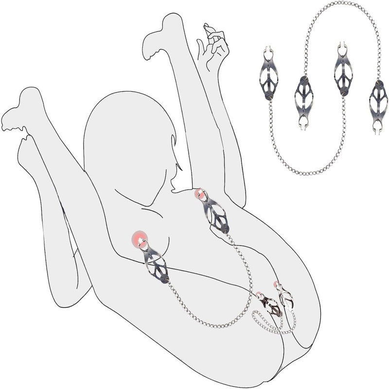 Clit Clamp, Pussy Spreader, Metal Vaginal Labia Spreader BDSM Toys Nipple Clamps Sensory Toys Woman Clips Couples Sex Games Bondage Gear Accessories Restraints Kinky Sex Toy for Women Couple 2pcs
