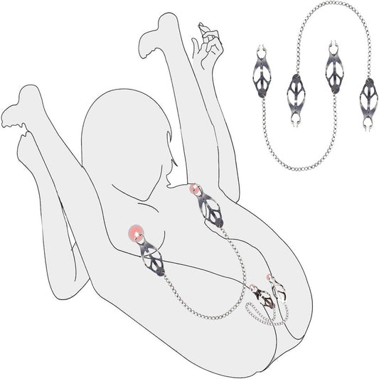 Clit Clamp, Pussy Spreader, Metal Vaginal Labia Spreader BDSM Toys Nipple Clamps Sensory Toys Woman Clips Couples Sex Games Bondage Gear Accessories Restraints Kinky Sex Toy for Women Couple 2pcs