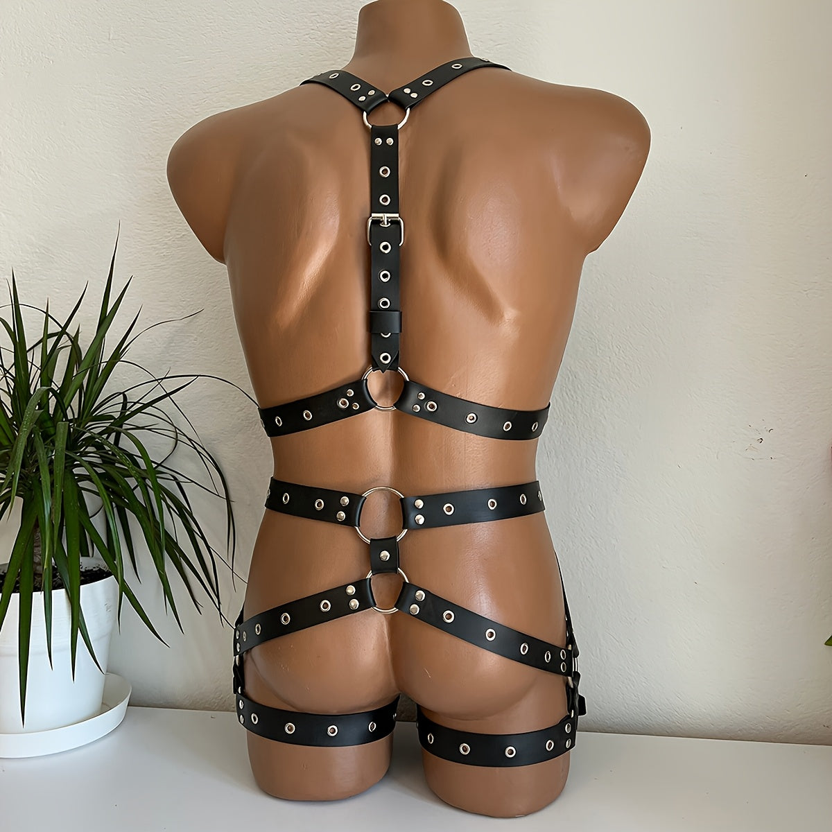 Men's Gothic Waist Cincher Harness With Leg Straps Y2K Style