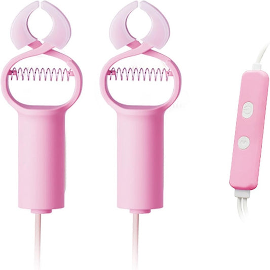 BDSM Adjustable Vibrating Nipple Clamps Nipple Toys with USB Control Nipple Vibrator Couples Women Sex Toys Breast Stimulator( Dark Pink)