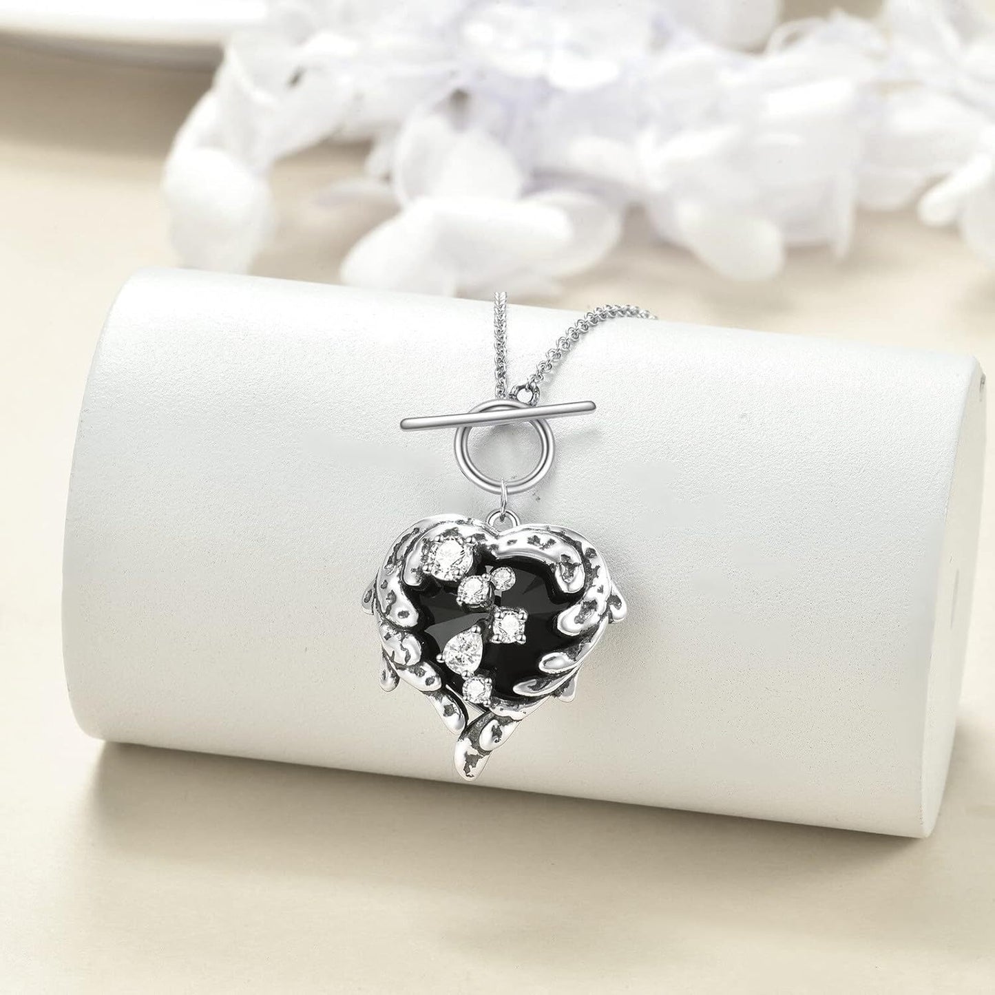 YFN Gothic Steampunk Heart Choker Necklace 925 Sterling Silver