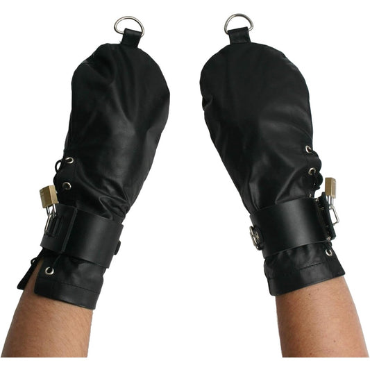 Leather Bondage Mittens Heavy Duty Wristwear For BDSM Gear