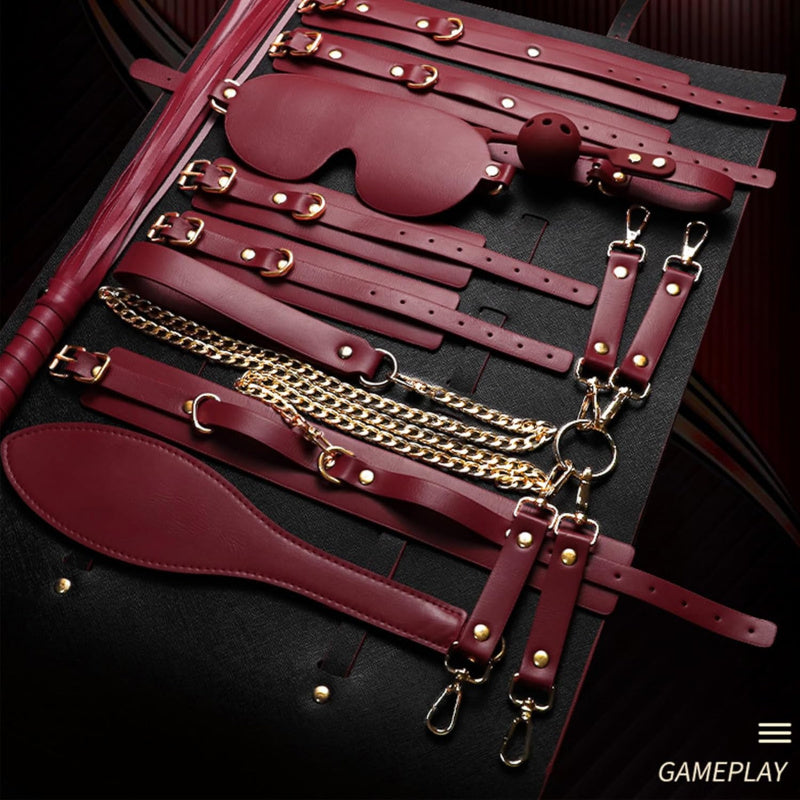 UNMZ 10pc BDSM Bondage Set Handcuffs Whip Restraints Kit Couples