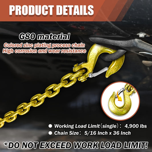 Trailer Safety Chain G80 2 Pack With Hooks