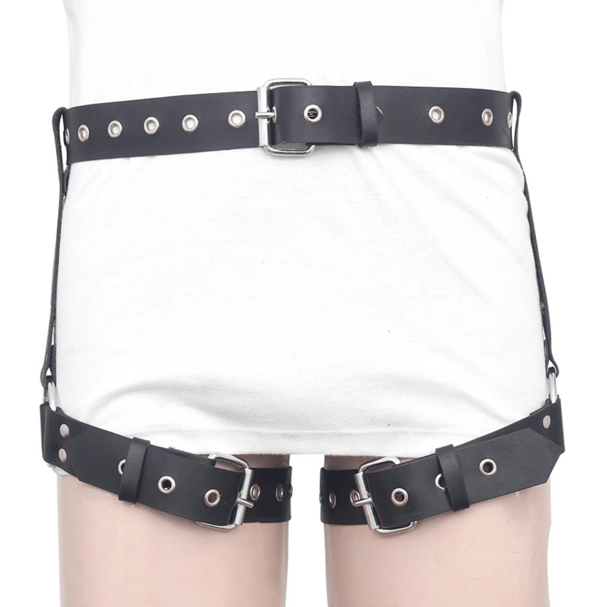 PU Leather Thigh Harness With Suspenders Fetish Bondage Gear