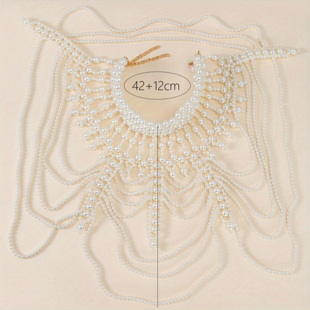 NEULRY New Vintage Heavy Industry Hand-Beaded Freshwater Pearls Body Chain