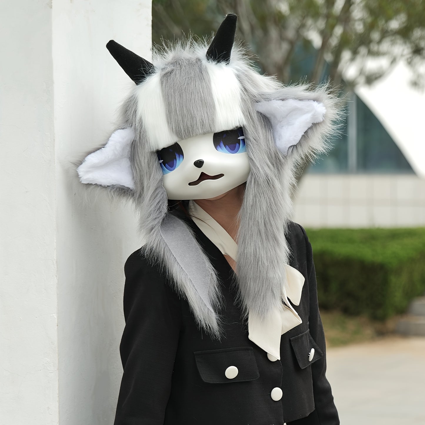SERENEWINTER Handmade Furry Horn Mask And Beast Costume For Cosplay