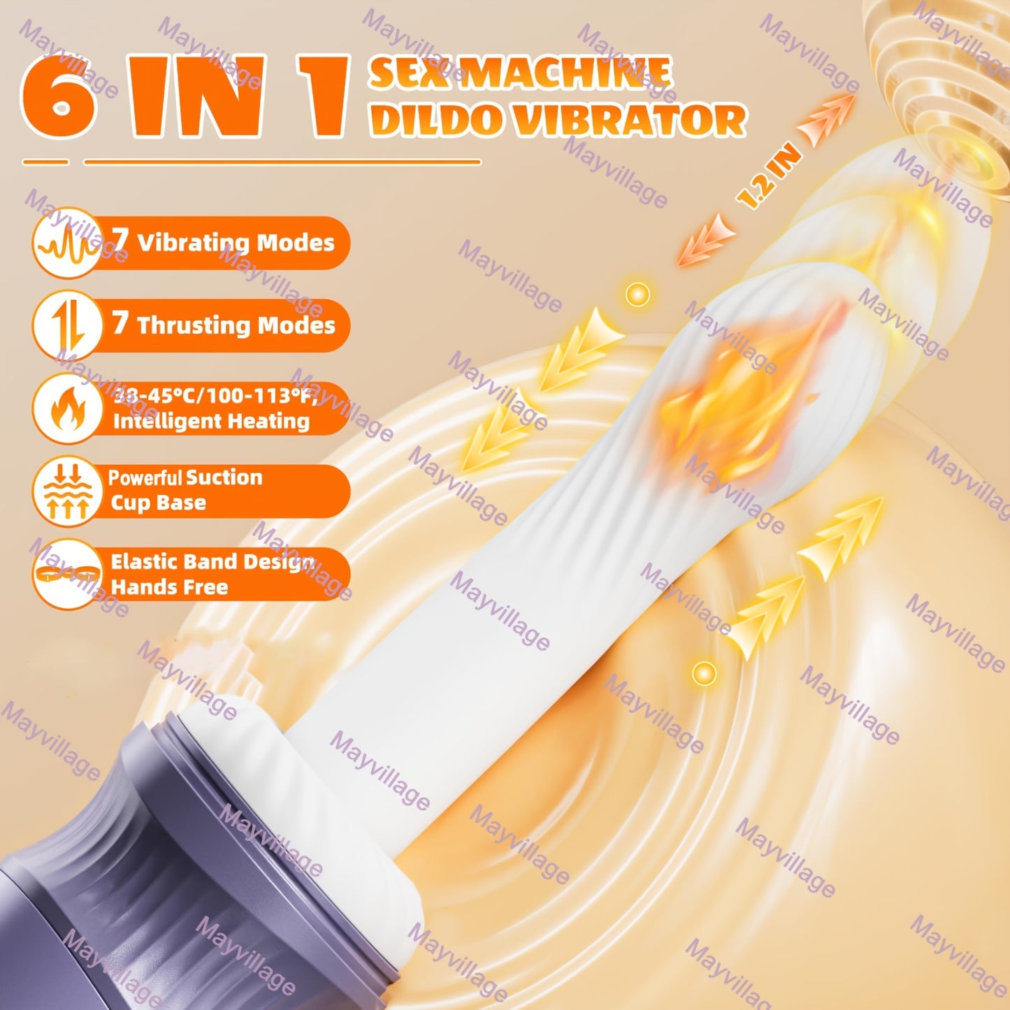 Handsfree Sex Machine Dildo With 7 Modes Vibrator Heating G Spot Anal