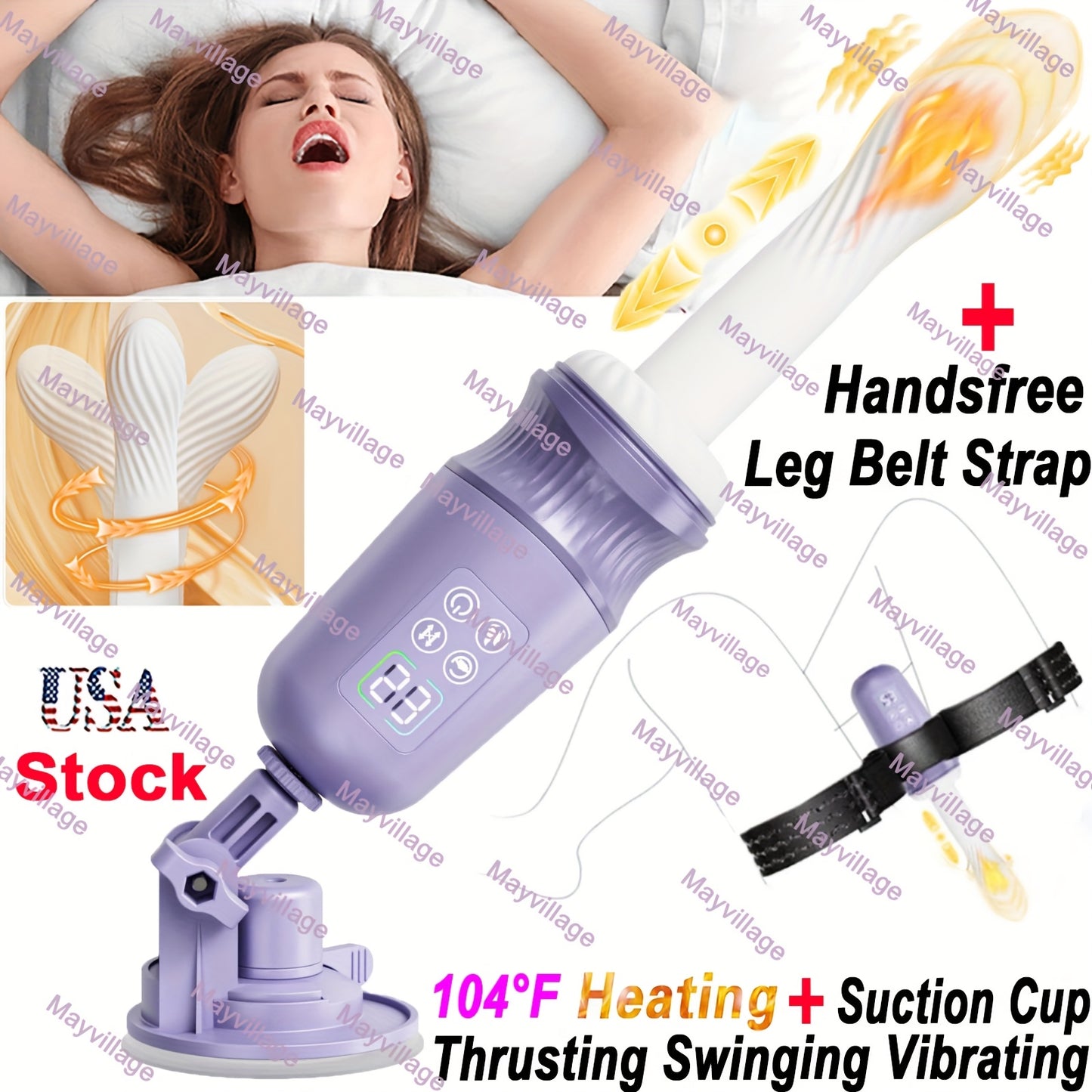 Handsfree Sex Machine Dildo With 7 Modes Vibrator Heating G Spot Anal