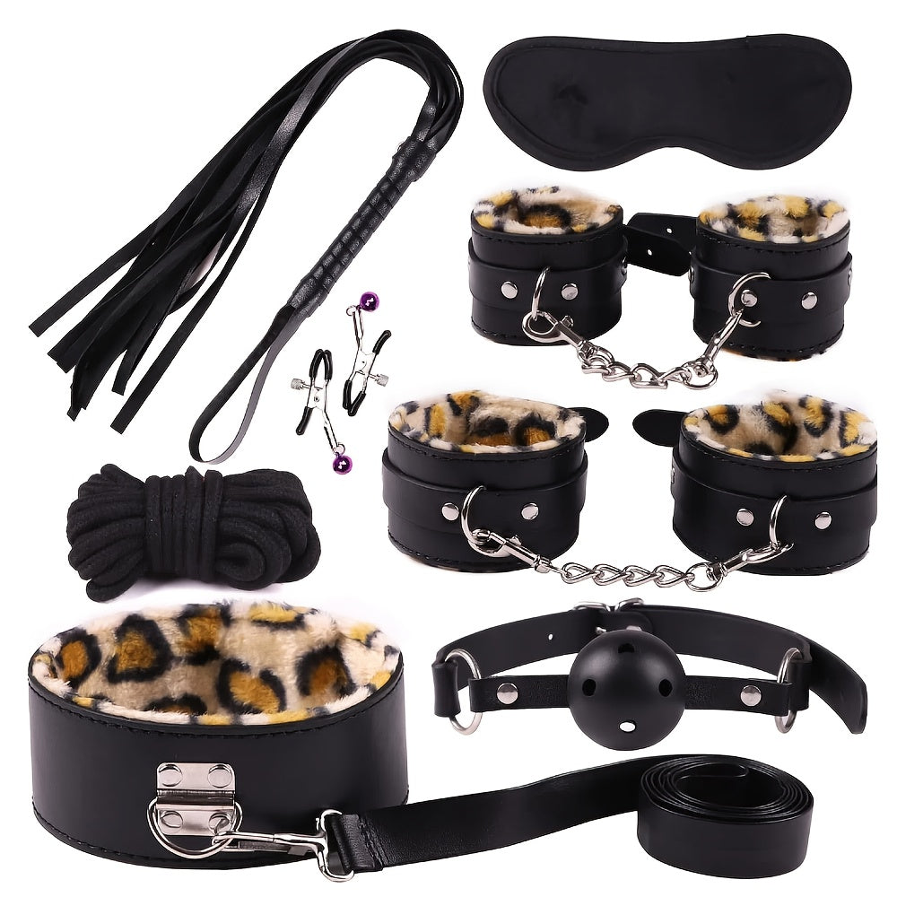 Leather Bondage Kit Restraints Set For Couples BDSM Toys