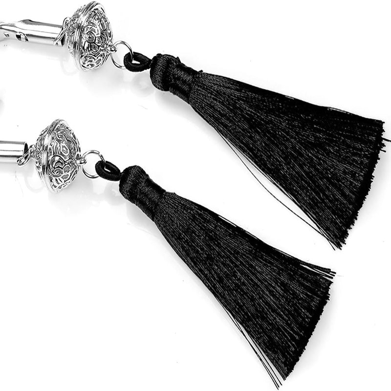 WHITE HAND Nipple Toys Adjustable 2 Pcs Nipple Clamps, BDSM Nipple Clamps Sexual Pleasure Tools for Women Couples, Breast Sex Toy with Decorative Tassels and Bell, Adult Toys for Women Female Black