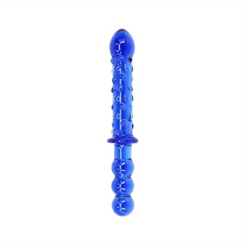 Double Ended Glass Dildo 9 Inch With Beads Textured Surface