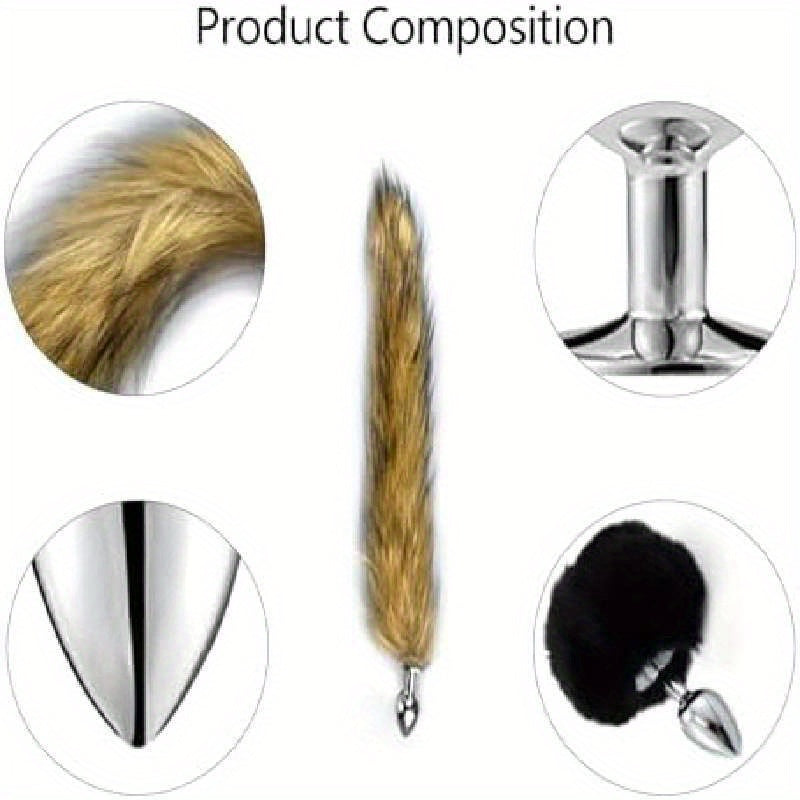 Metal Anal Plug Set With Fox Tail And Rabbit Tail Two Piece