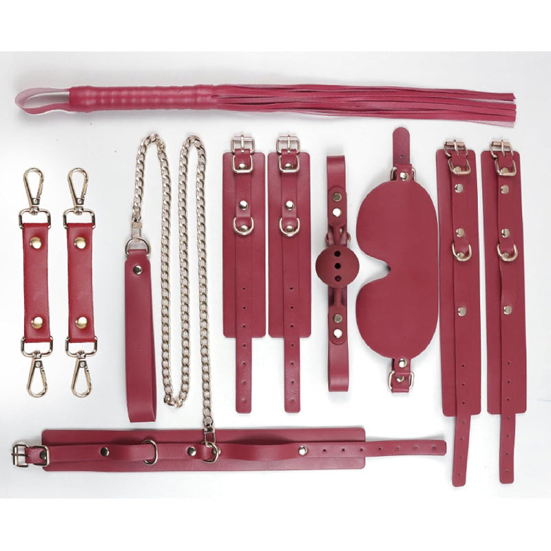 UNMZ 10pc BDSM Bondage Set Handcuffs Whip Restraints Kit Couples