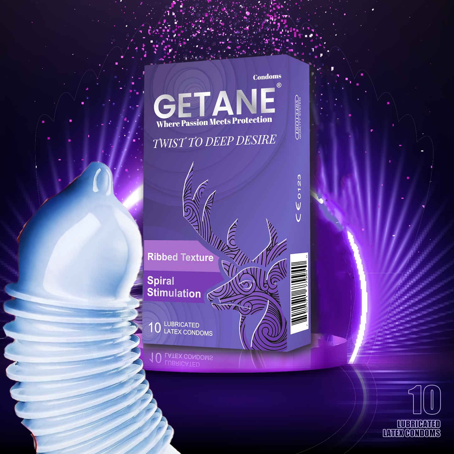 Getane Premium UltraThin Ribbed Latex Condoms For Comfort And Protection