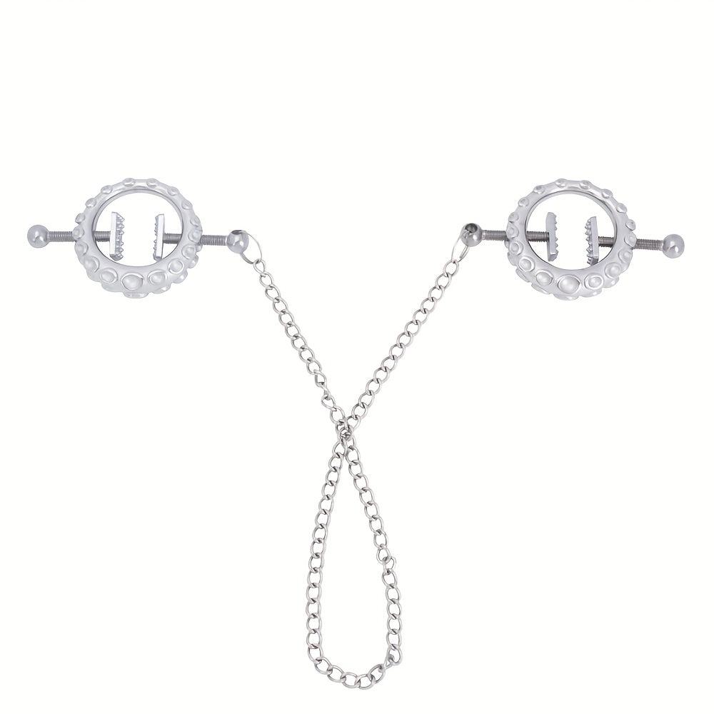 1 Stainless Steel Nipple Clamp with Floral Design Women's Breast Stimulation Toy Spiked Nipple Rubbing Decorative Metal Chest Chain Couples BDSM Alternative Sex Toy, Erotic Toy, Bdsm Accessory, Edgy Fashion, Highquality Steel