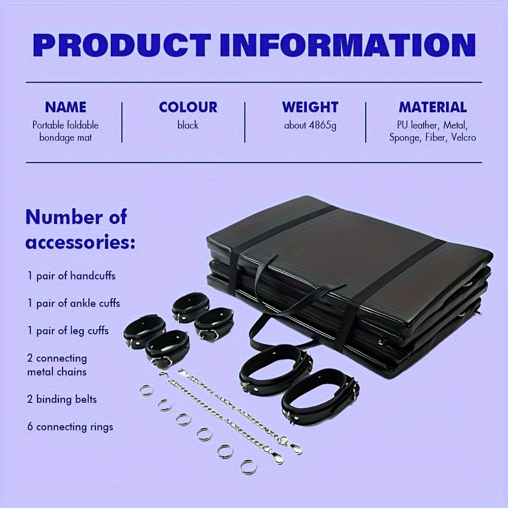 PU Leather Bondage Restraints System With Handcuffs And Ankle Cuffs