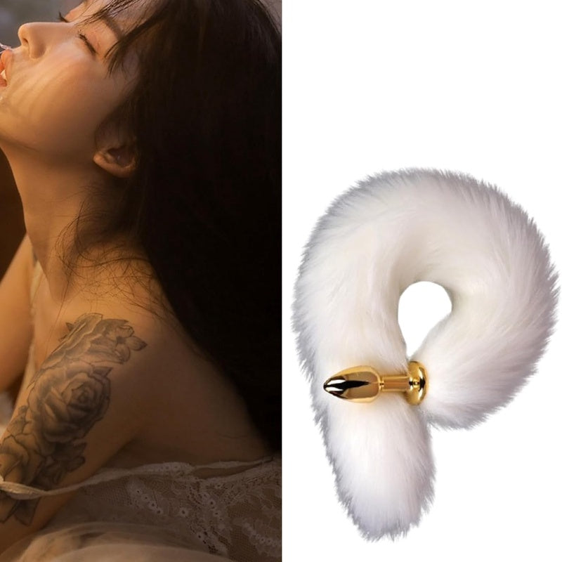 Faux Fur Tail Butt Plug With Stainless Steel Tip